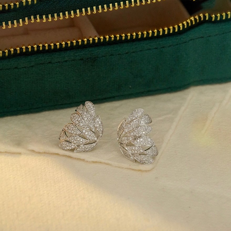14k Gold 0.9 Ct Natural H Diamond Earrings - 2