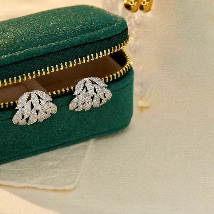 14k Gold 0.9 Ct Natural H Diamond Earrings - 3