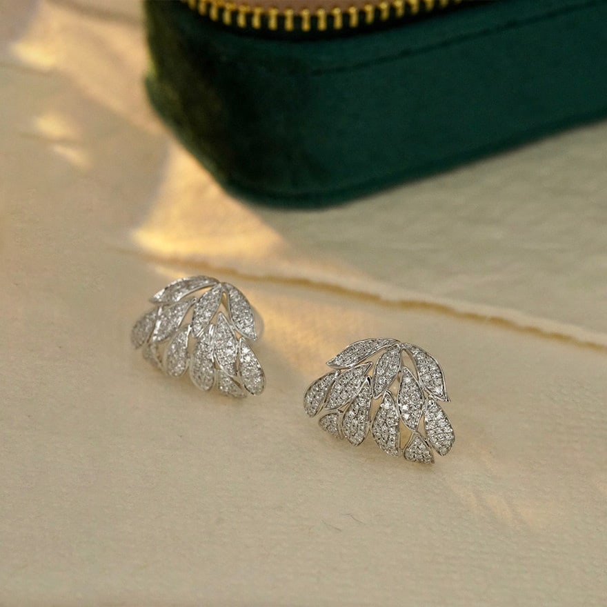 14k Gold 0.9 Ct Natural H Diamond Earrings - 4