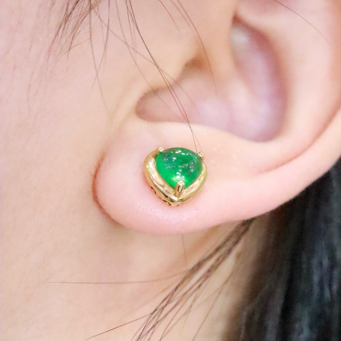 14k Gold 1.89 Ct Natural Emerald Earrings - 6