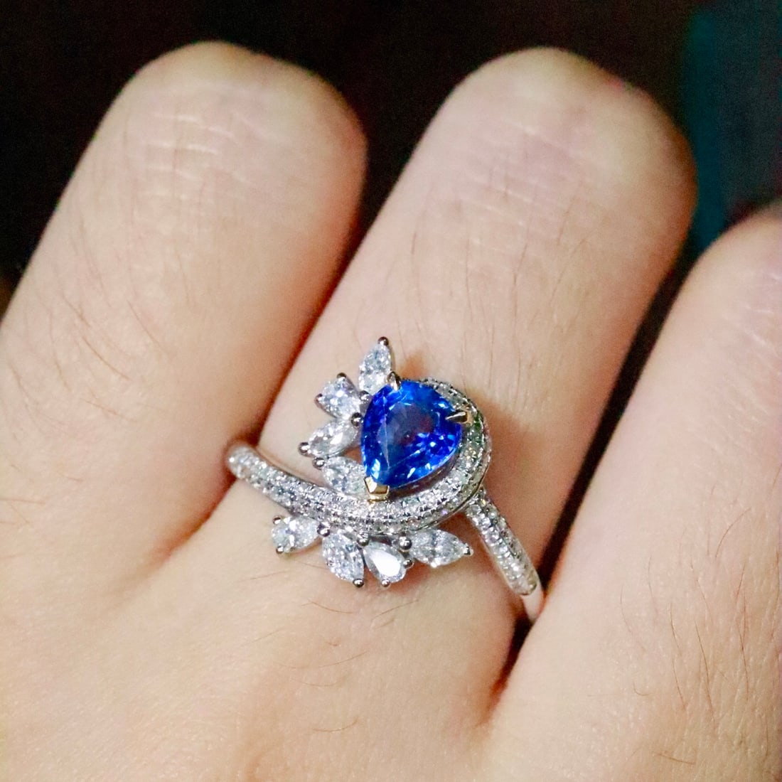 14k Gold 1.29 Ctw Natural Sapphire & Diamond Ring - 5