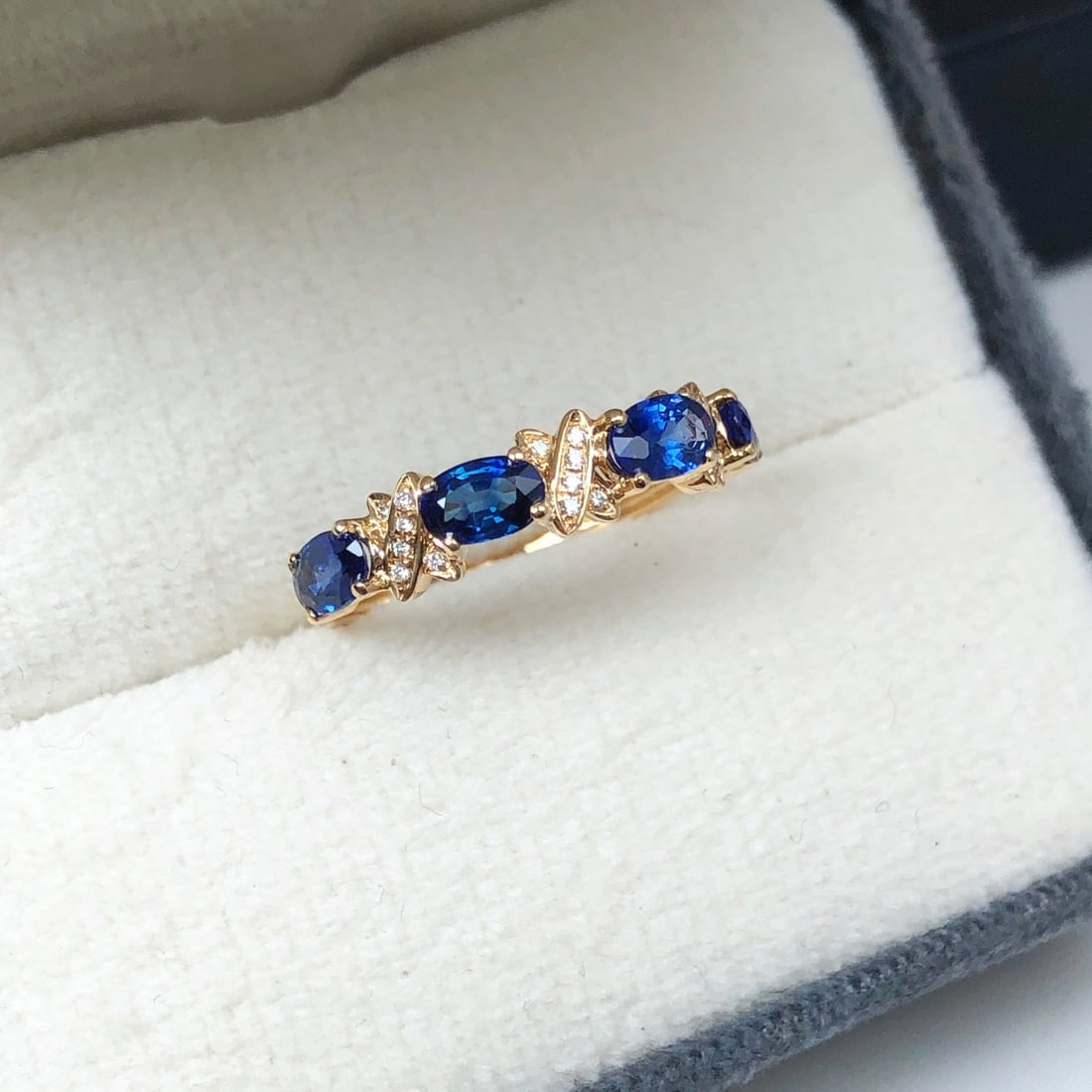14k Gold 1.16 Ctw Natural Sapphire & Diamond Ring - 4
