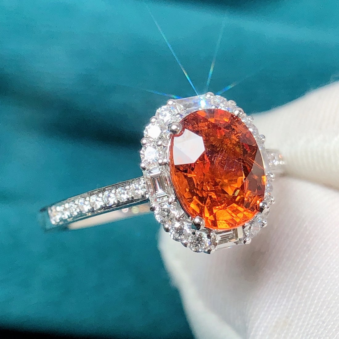 14k Gold 2.53 Ctw Natural Spessartine & Diamond Ring - 4
