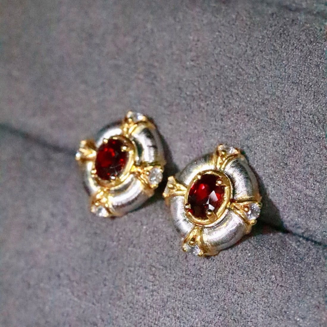 14k Gold 0.57 Ctw Natural Ruby & Diamond Earrings - 2
