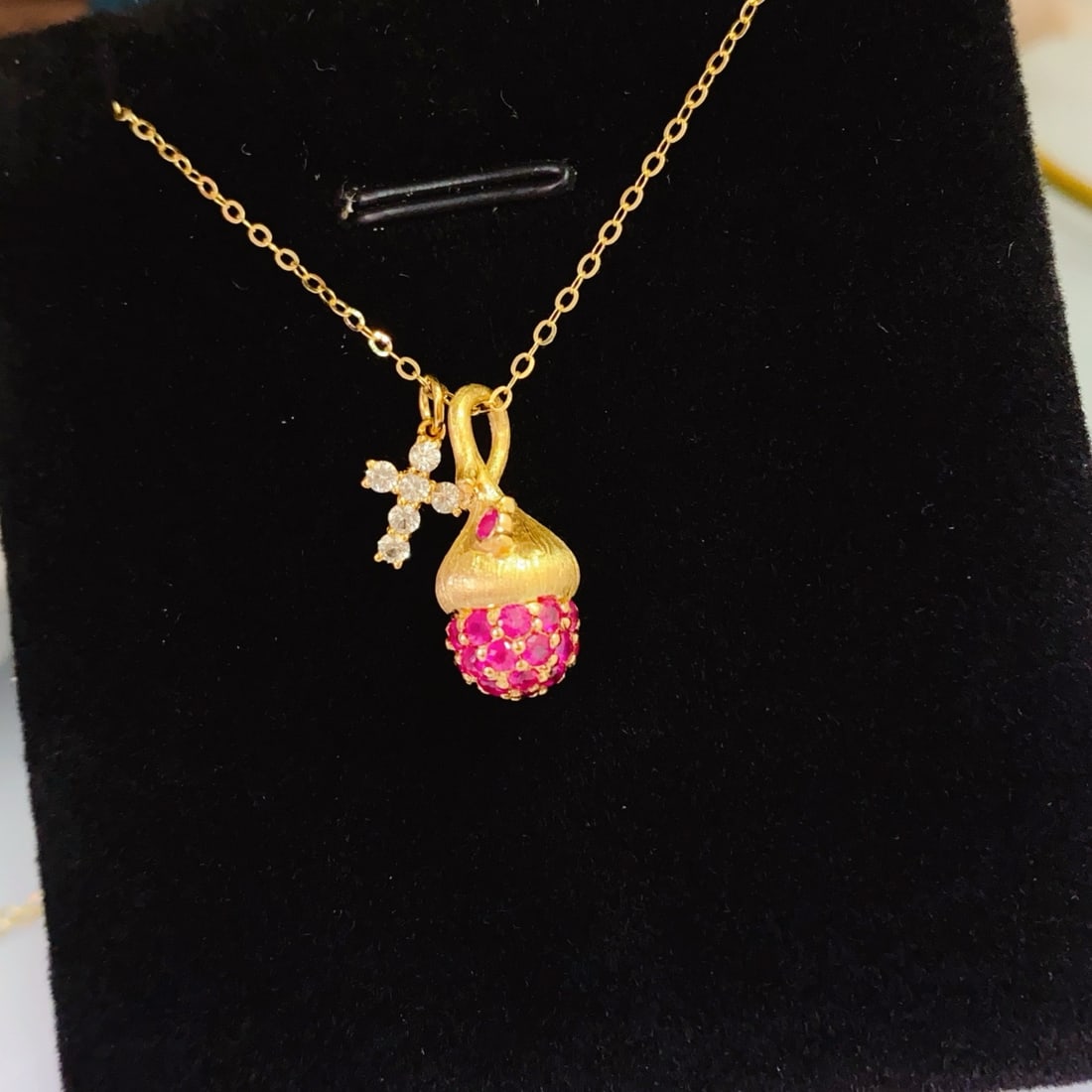 14k Gold 1.46 Ct Natural Ruby & Sapphire Necklace - 3