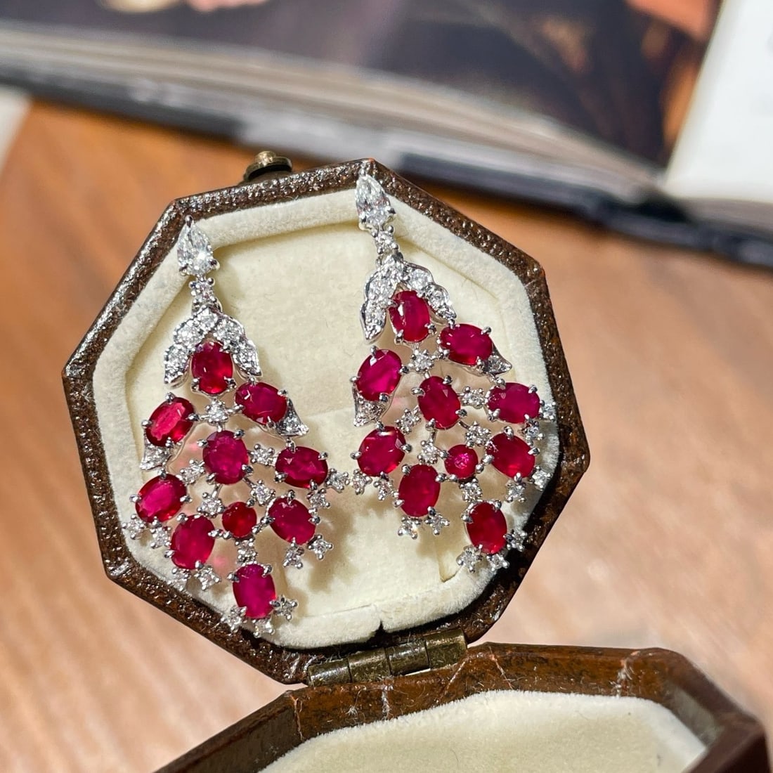 14k Gold 2 Ct Natural Ruby & Diamond Earrings: Ref:231158438 // gold content:14k gold // main gemstone:ruby // shape:multiple // carat weight:2ct // color:red // treatment:natural // // adjacent gemstone 2 : diamond // shape:multiple // clarity