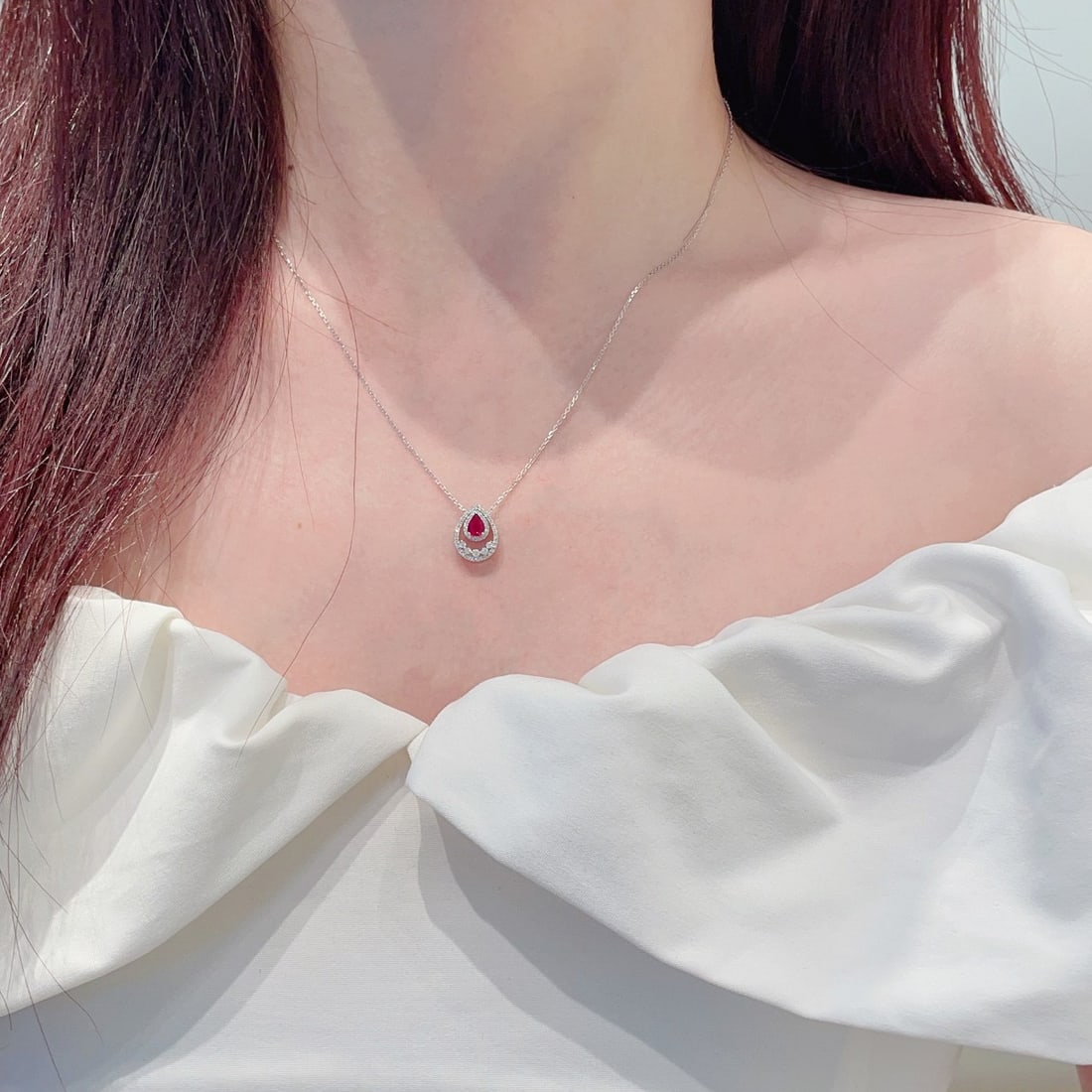 14k Gold 0.48 Ctw Natural Ruby & Diamond Necklace - 4