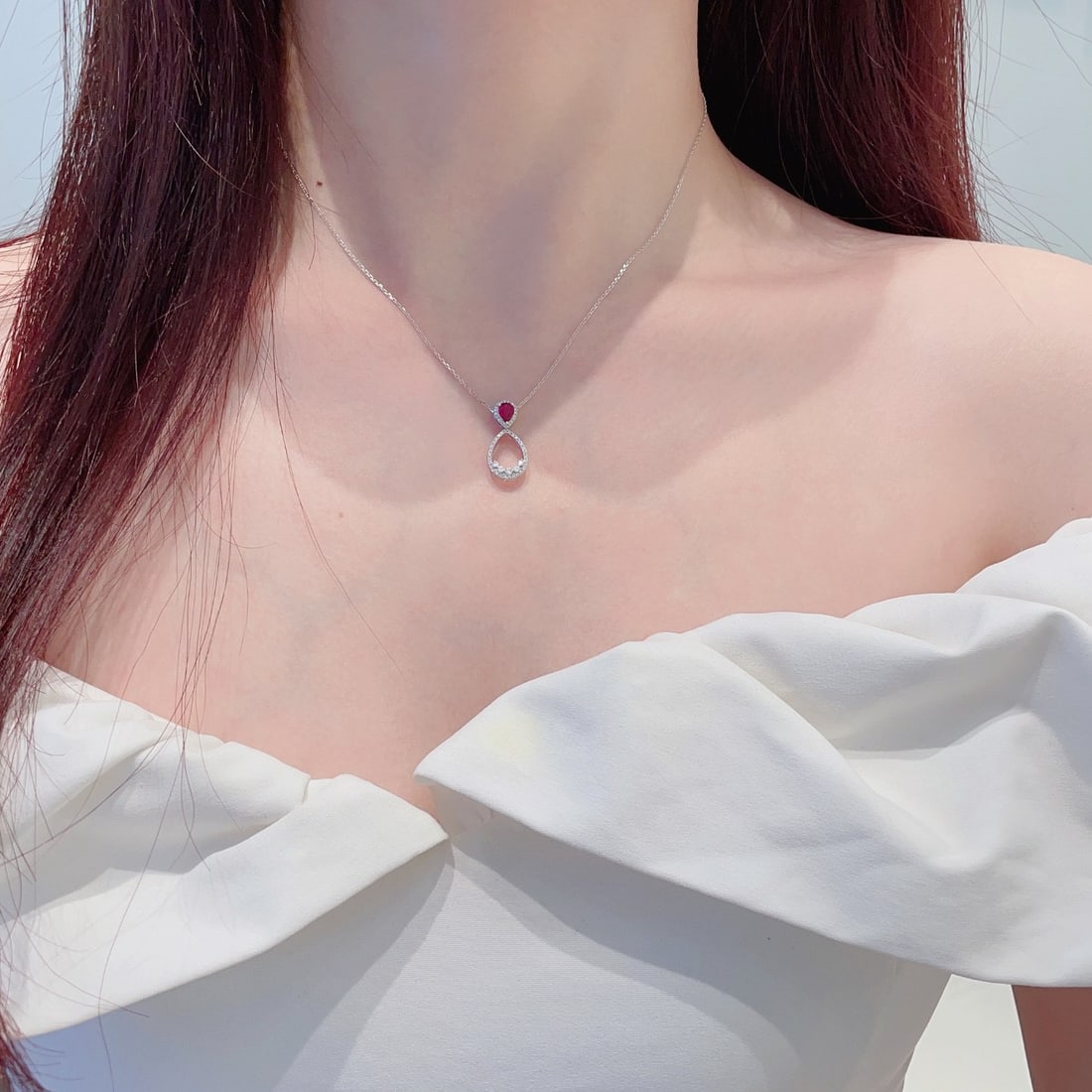 14k Gold 0.48 Ctw Natural Ruby & Diamond Necklace - 5