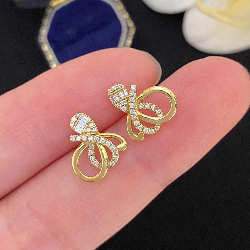 14k Gold 0.22 Ct Natural H Diamond Earrings - 3