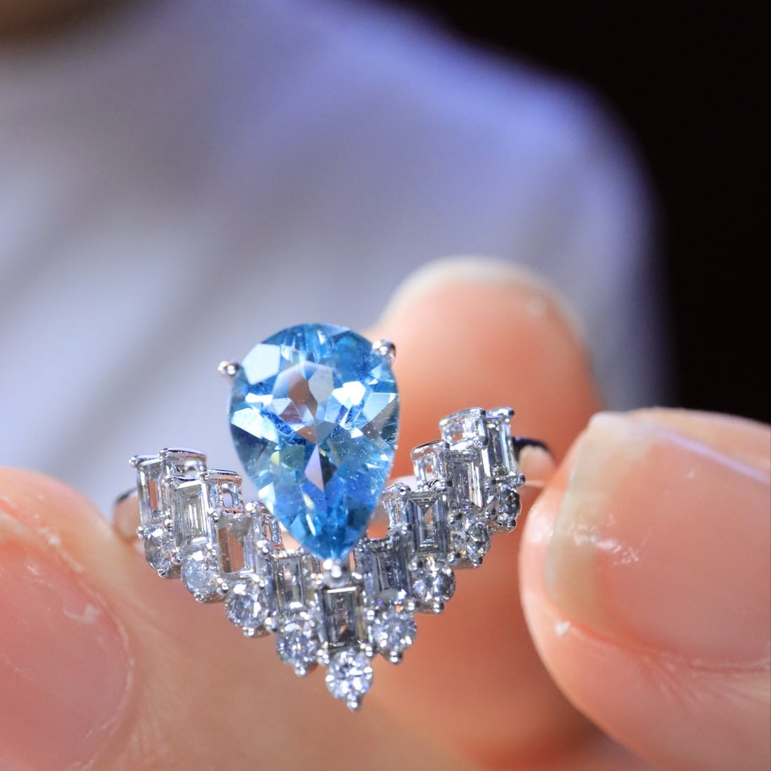 14k Gold 1.54 Ctw Natural Aquamarine & Diamond Ring - 2