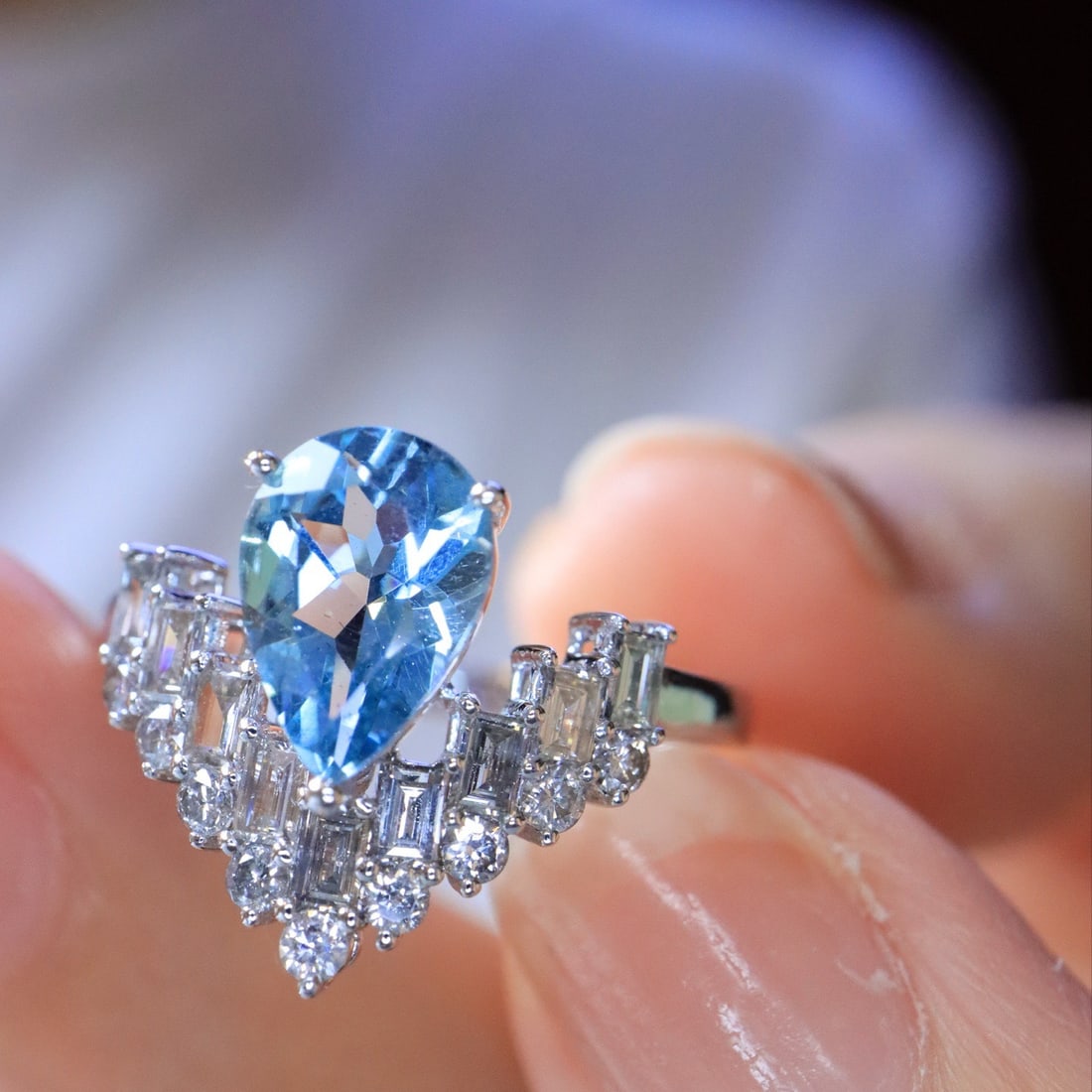 14k Gold 1.54 Ctw Natural Aquamarine & Diamond Ring - 3