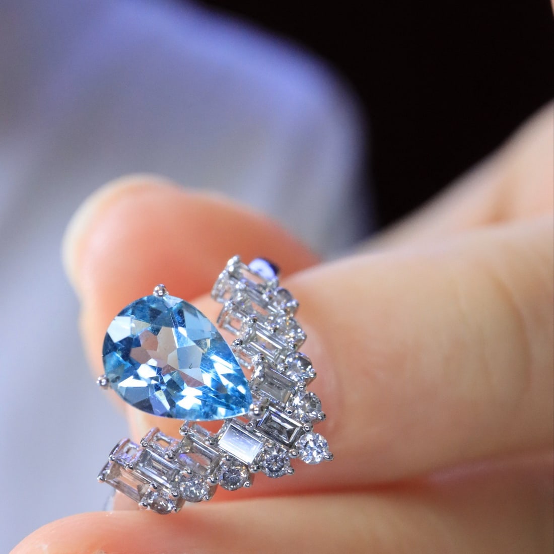 14k Gold 1.54 Ctw Natural Aquamarine & Diamond Ring - 4
