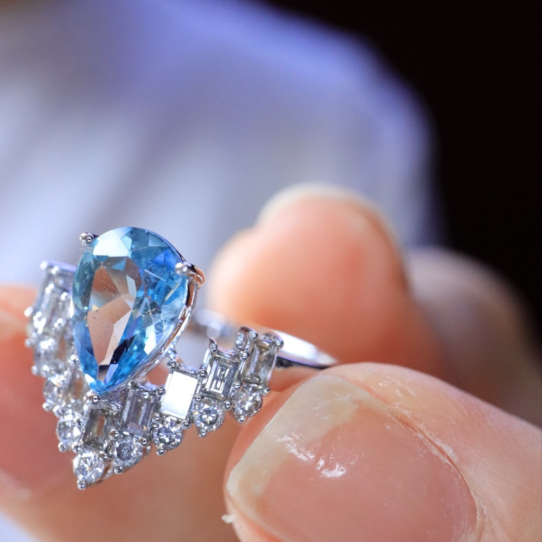 14k Gold 1.54 Ctw Natural Aquamarine & Diamond Ring - 5