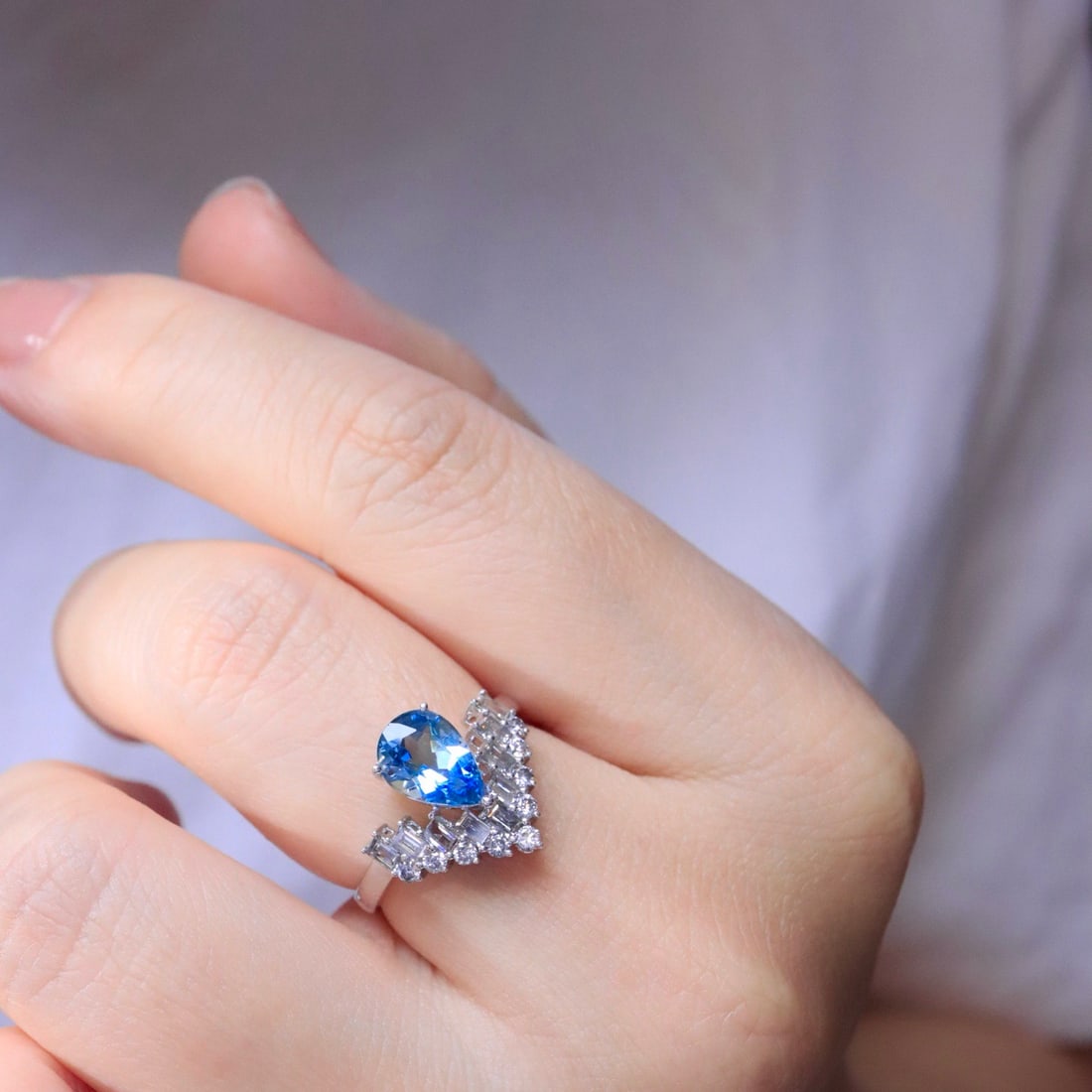 14k Gold 1.54 Ctw Natural Aquamarine & Diamond Ring - 6