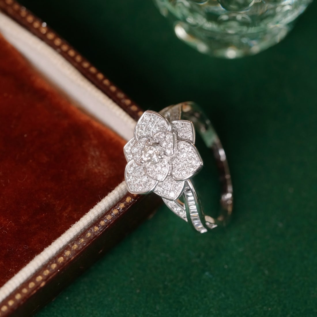 14k Gold 0.80 Ct Natural H Diamond & Flowers Ring - 7