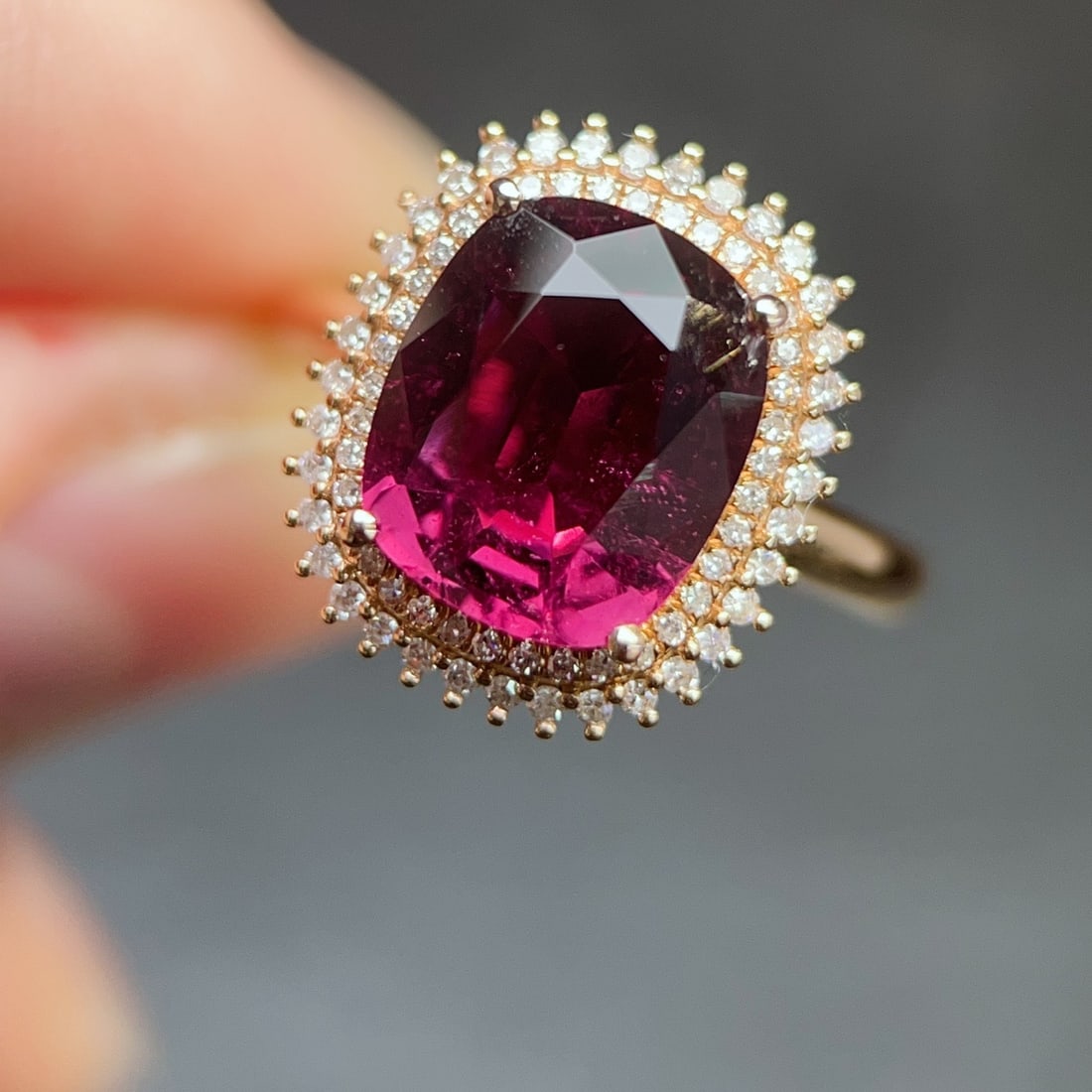 14k Gold 4.14 Ctw Natural Tourmaline & Diamond Ring - 2