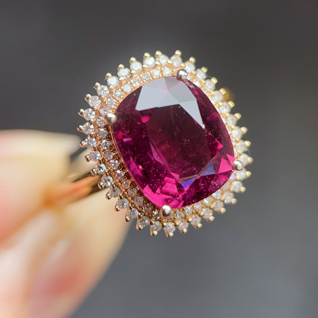 14k Gold 4.14 Ctw Natural Tourmaline & Diamond Ring - 3