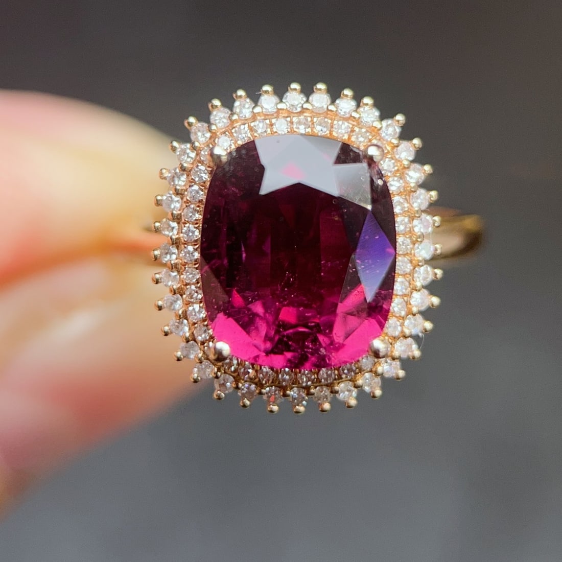 14k Gold 4.14 Ctw Natural Tourmaline & Diamond Ring - 4