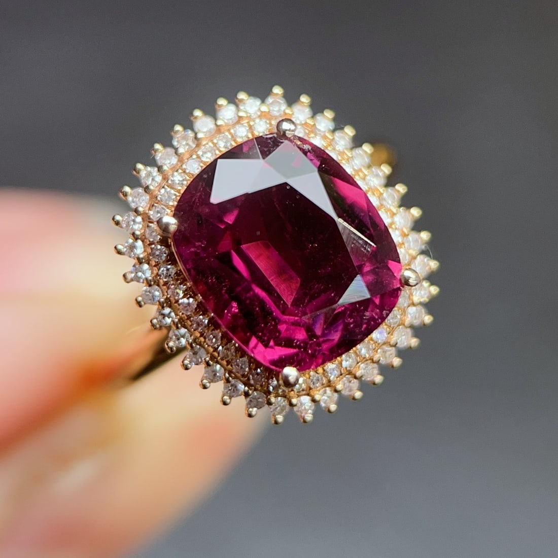 14k Gold 4.14 Ctw Natural Tourmaline & Diamond Ring - 5
