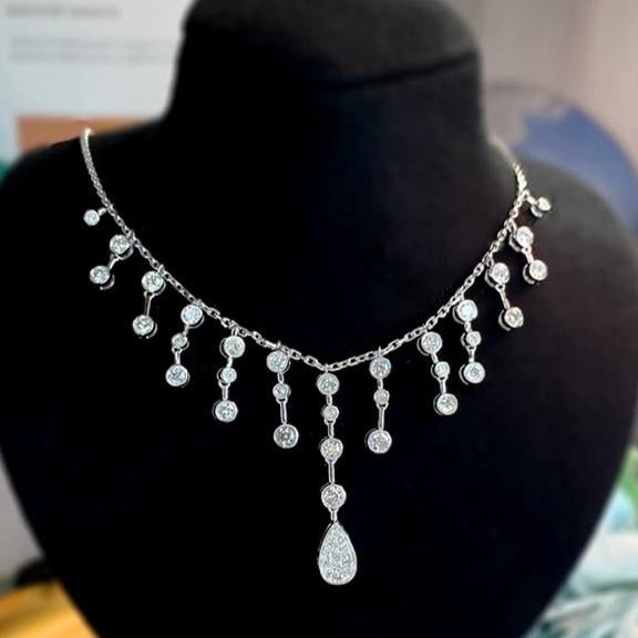 14k Gold 2.05 Ct Natural H Diamond Necklace: Ref:231159009 // gold content:14k gold // main gemstone:diamond // shape:round // carat weight:2. 05ct // clarity grade:vs-si // color:h // treatment:natural // cut grade:g // Condition: New Low