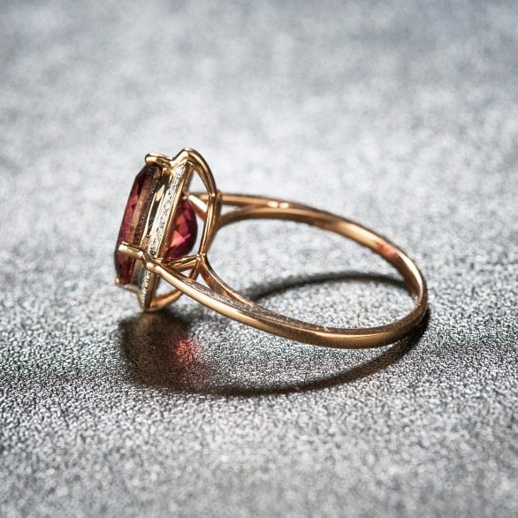 14k Gold 3.55 Ct Natural Tourmaline & Diamond Ring - 4
