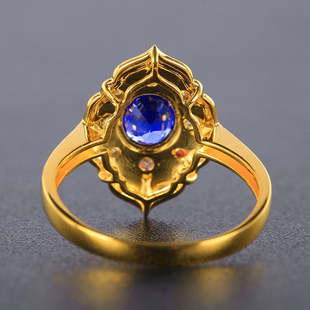 14k Gold 0.96 Ctw Natural Sapphire & Diamond Ring - 4