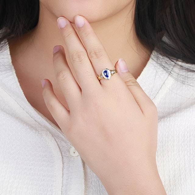 14k Gold 1.35 Ctw Natural Sapphire & Diamond Ring - 5