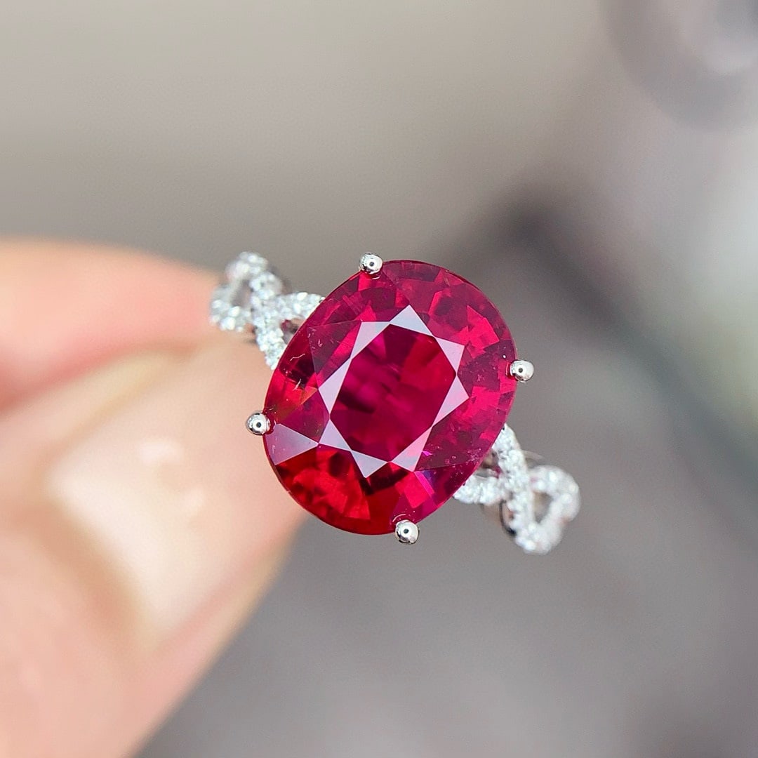 14k Gold 4.2 Ct Natural Tourmaline & Diamond Ring - 3