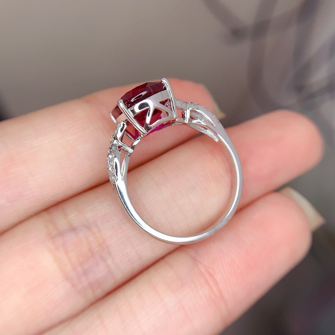 14k Gold 4.2 Ct Natural Tourmaline & Diamond Ring - 6