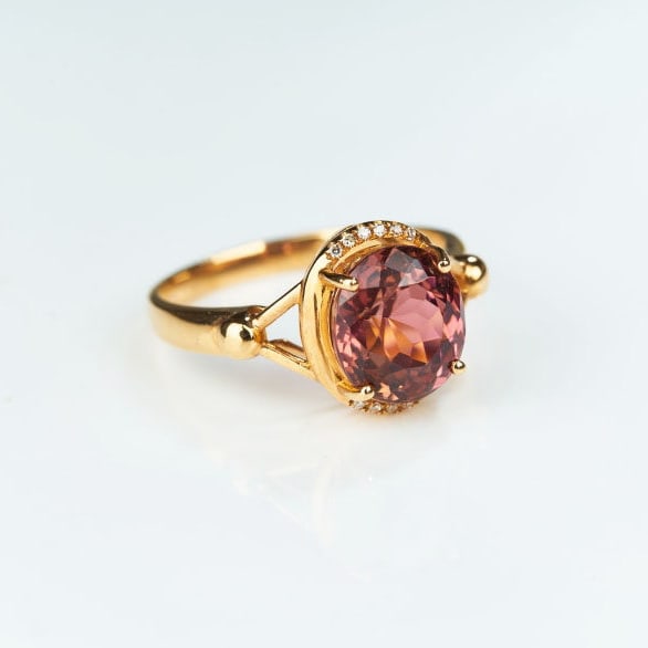 14k Gold 3.13 Ct Natural Tourmaline & Diamond Ring - 7