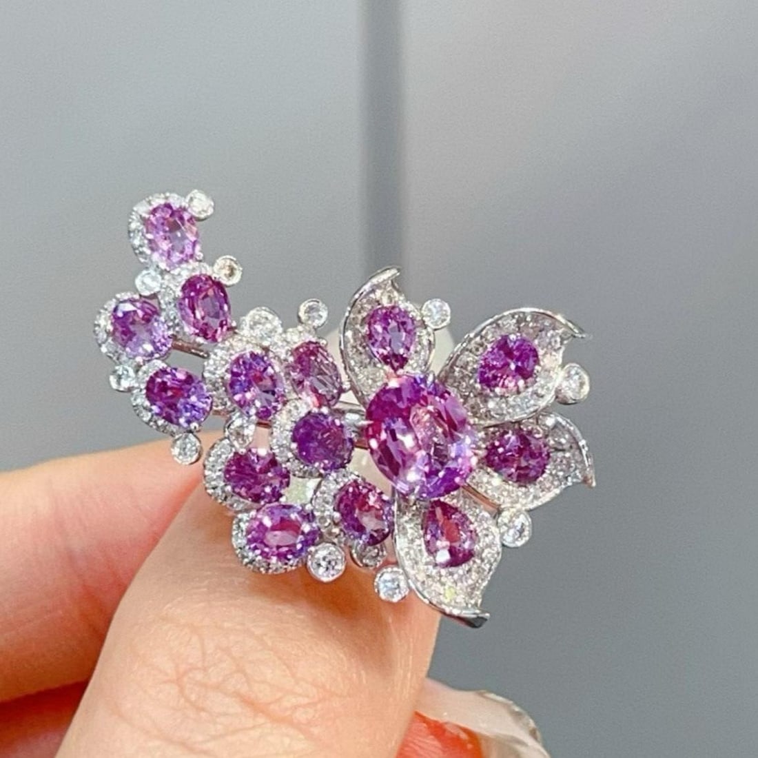 14k Gold 1.93 Ctw Natural Sapphire & Diamond Ring: Ref:231159220 // gold content:14k gold // ring size:7. 25us // // main gemstone:sapphire // shape:multiple // carat weight:1. 21ct // color:purple // treatment:natural // // adjacent gemstone 2 : diam