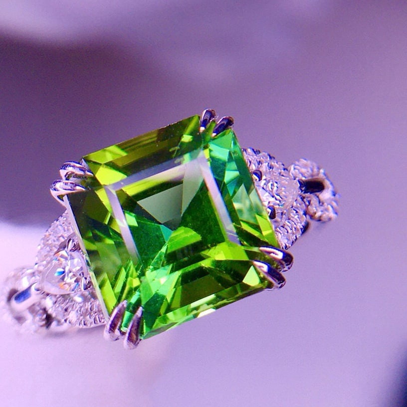 14k Gold 3.95 Ct Natural Tourmaline & Diamond Ring - 4