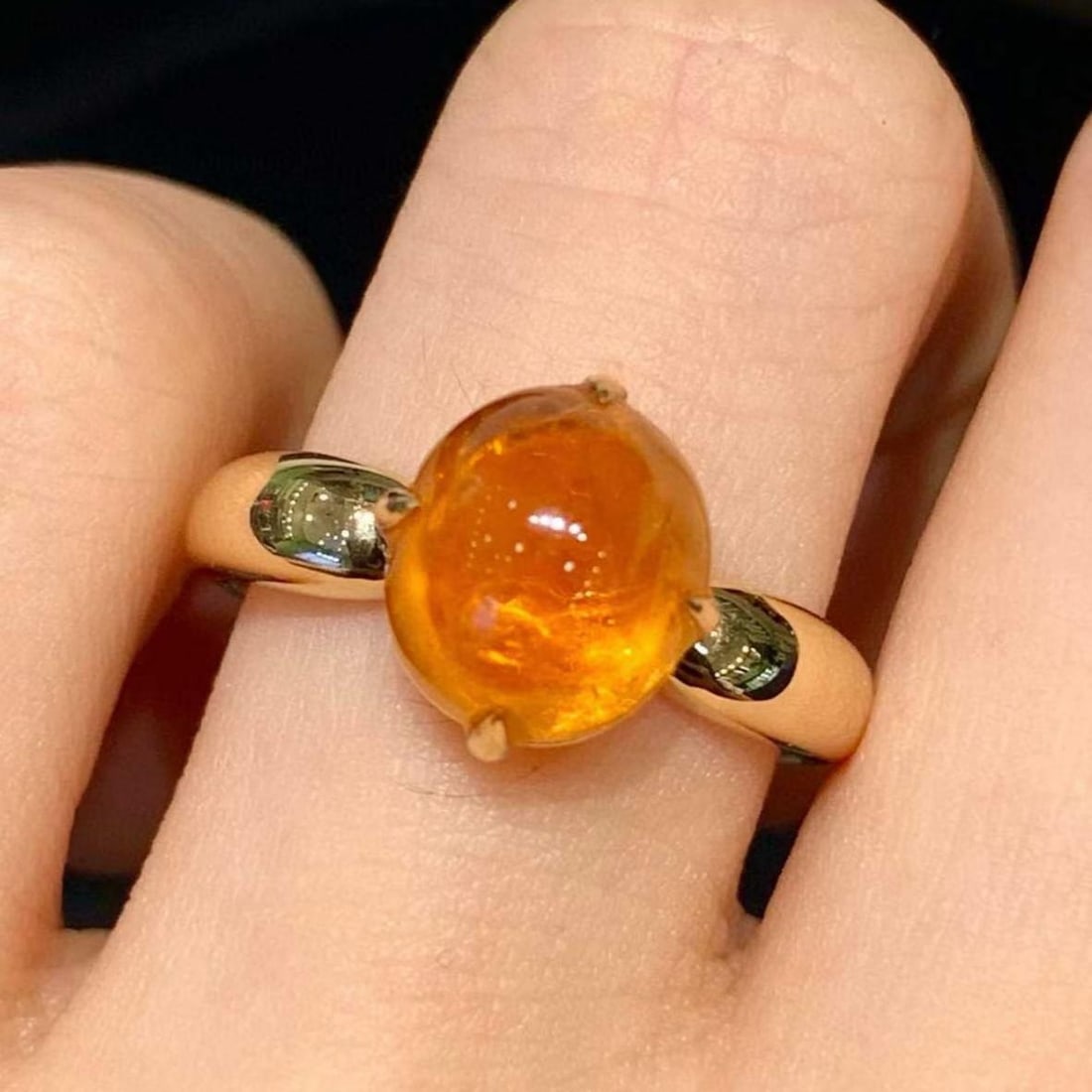 14k Gold 4.65 Ct Natural Spessartine Ring: Ref:231159255 // gold content:14k gold // ring size:7. 25us // // main gemstone:spessartine // shape:oval // carat weight:4. 65ct // color:orange // treatment:natural // Condition: New Low Estimate:
