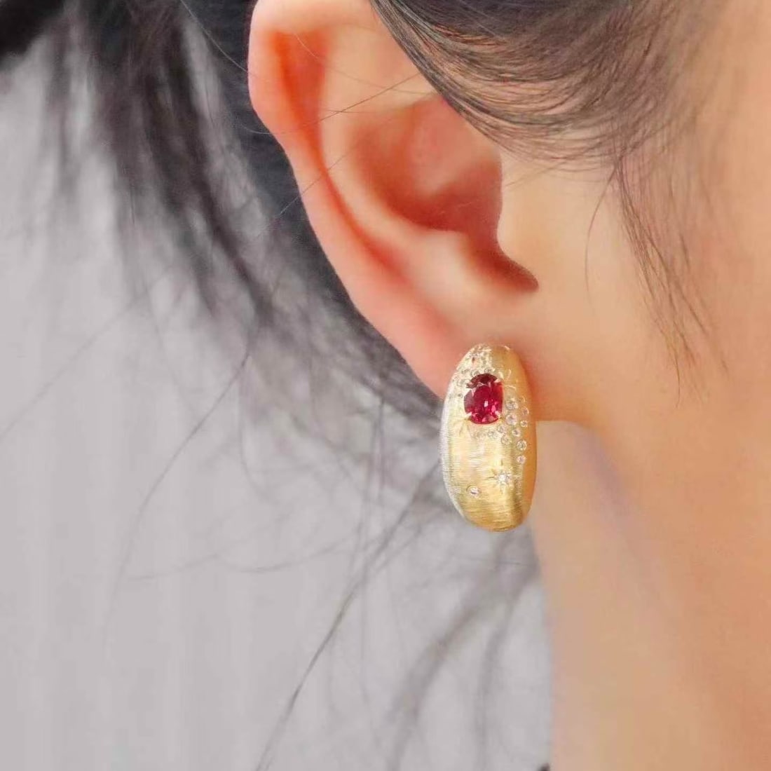 14k Gold 1.25 Ctw Natural Ruby & Diamond Earrings - 3