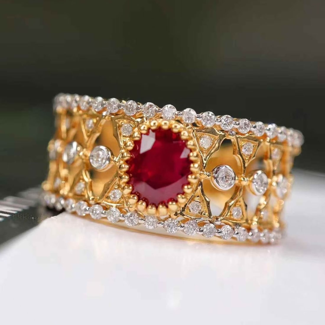14k Gold 1.37 Ctw Natural Ruby & Diamond Ring - 5