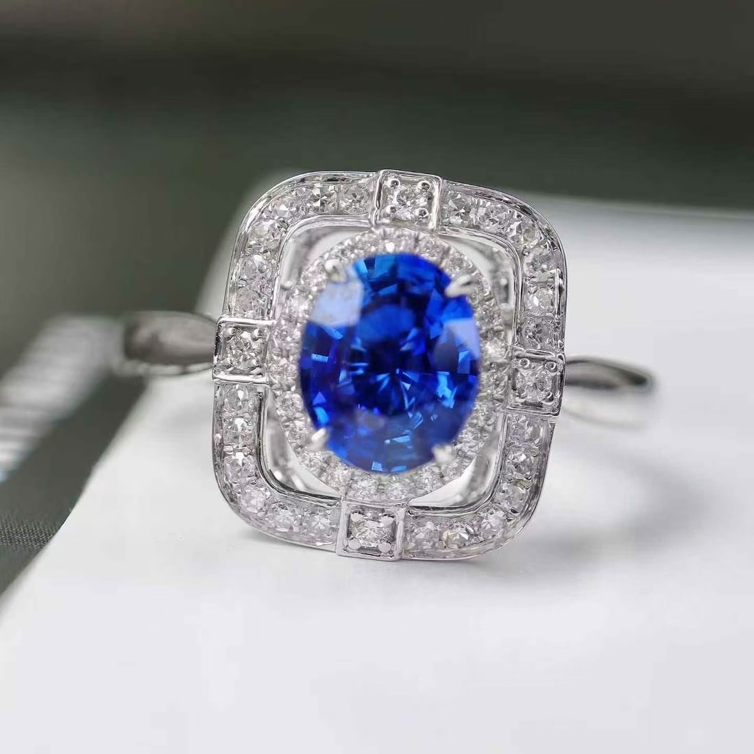 14k Gold 1.25 Ctw Natural Sapphire & Diamond Ring - 2
