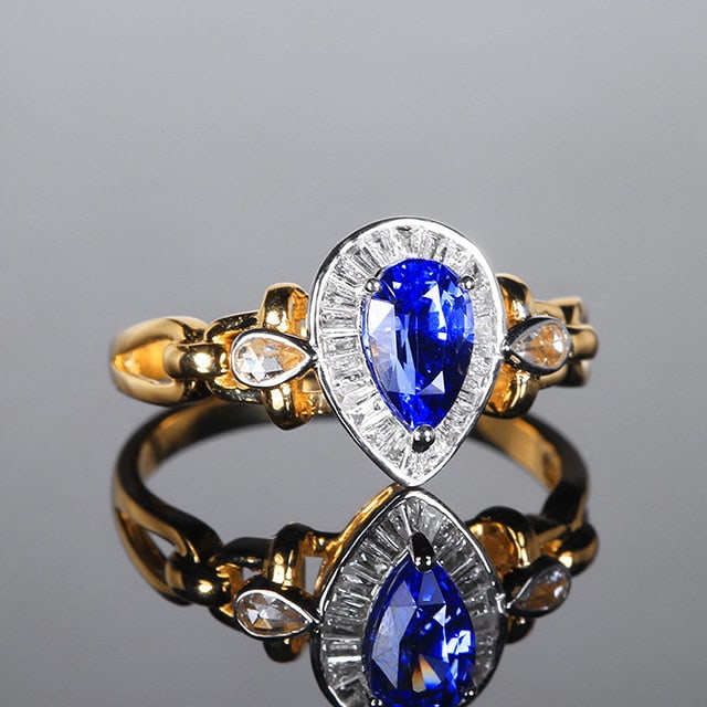 14k Gold 1.35 Ctw Natural Sapphire & Diamond Ring - 3