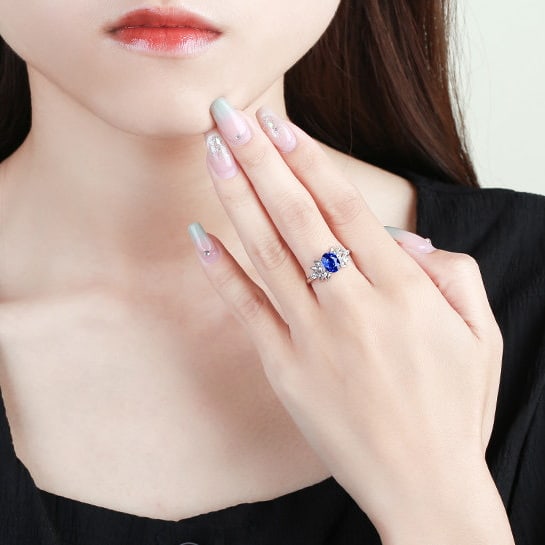 14k Gold 2.24 Ctw Natural Sapphire & Diamond Ring - 5