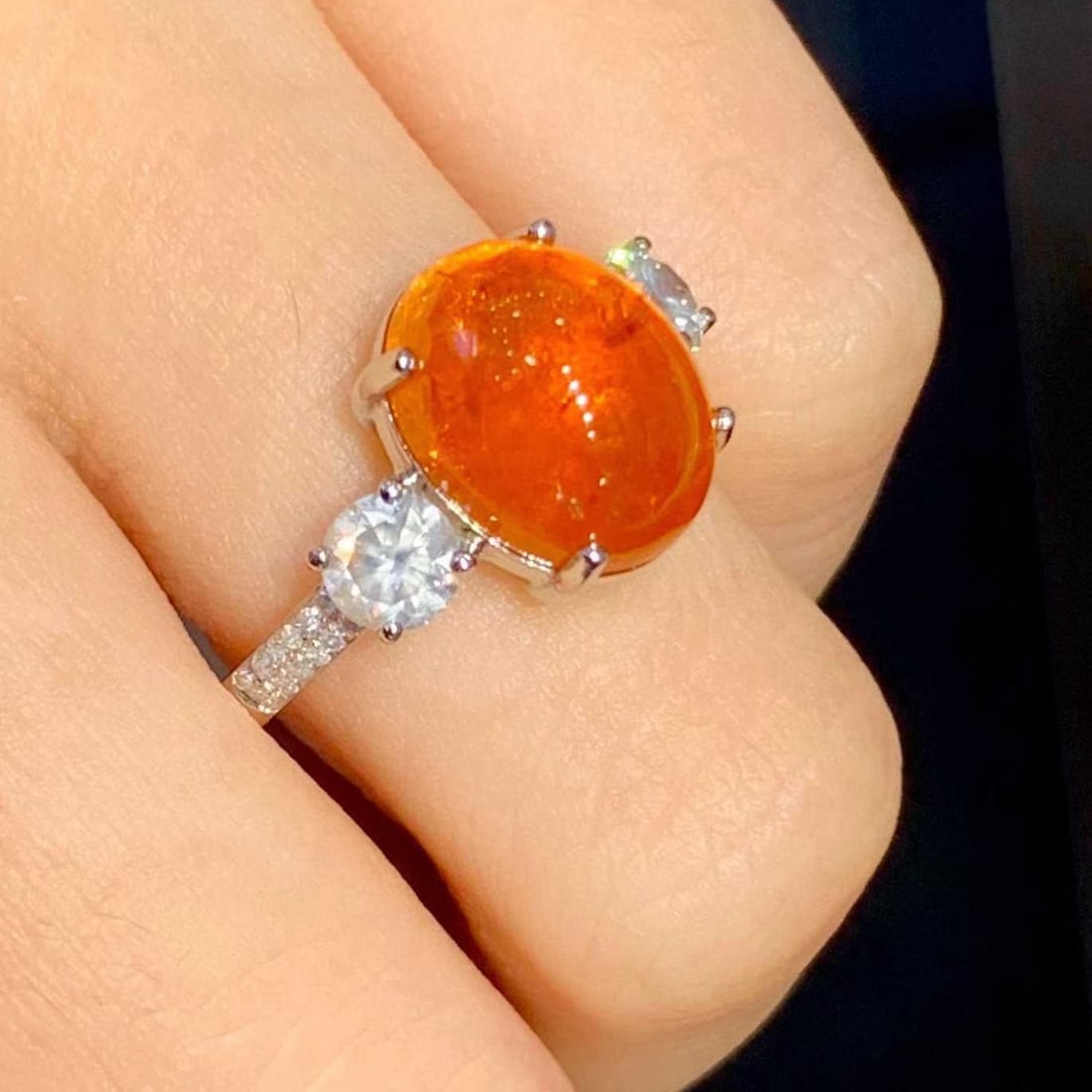 14k Gold 8.2 Ctw Natural Spessartine & Diamond Ring - 5