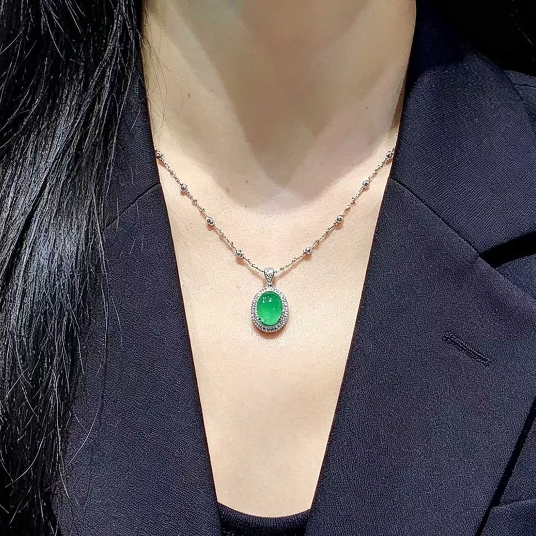 14k Gold 2.8 Ct Natural Emerald & Diamond Pendant( Without Chain ) - 4