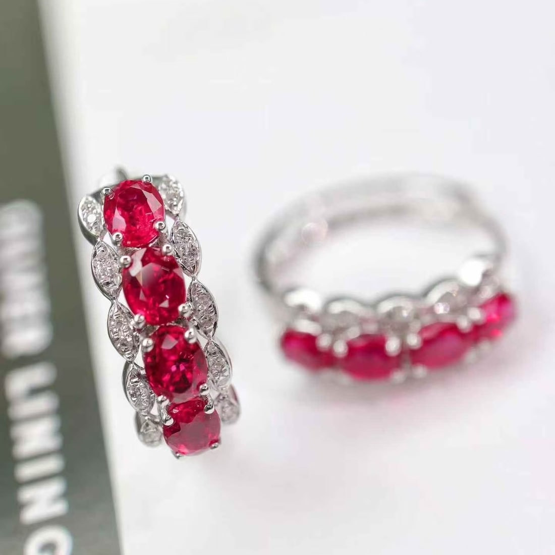 14k Gold 2.40 Ctw Natural Ruby & Diamond Earrings - 2