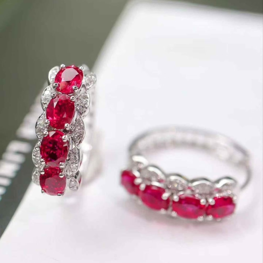 14k Gold 2.40 Ctw Natural Ruby & Diamond Earrings - 4