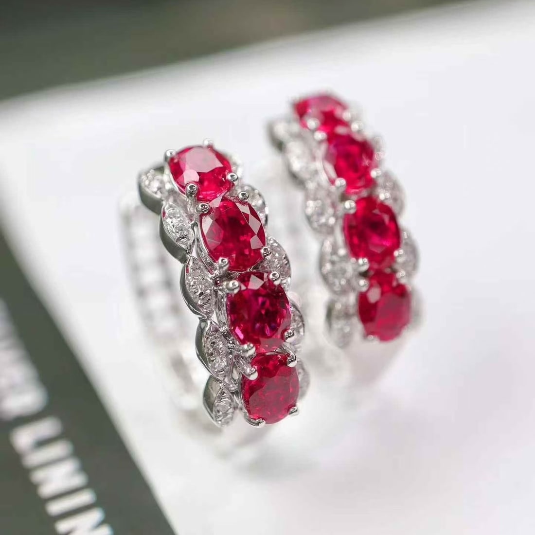 14k Gold 2.40 Ctw Natural Ruby & Diamond Earrings - 5