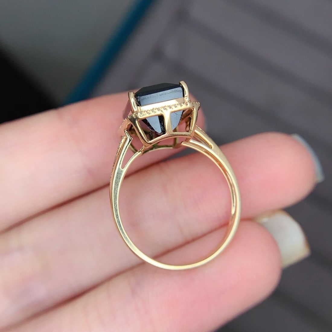 14k Gold 7.5 Ct Natural Tourmaline & Diamond Ring - 4