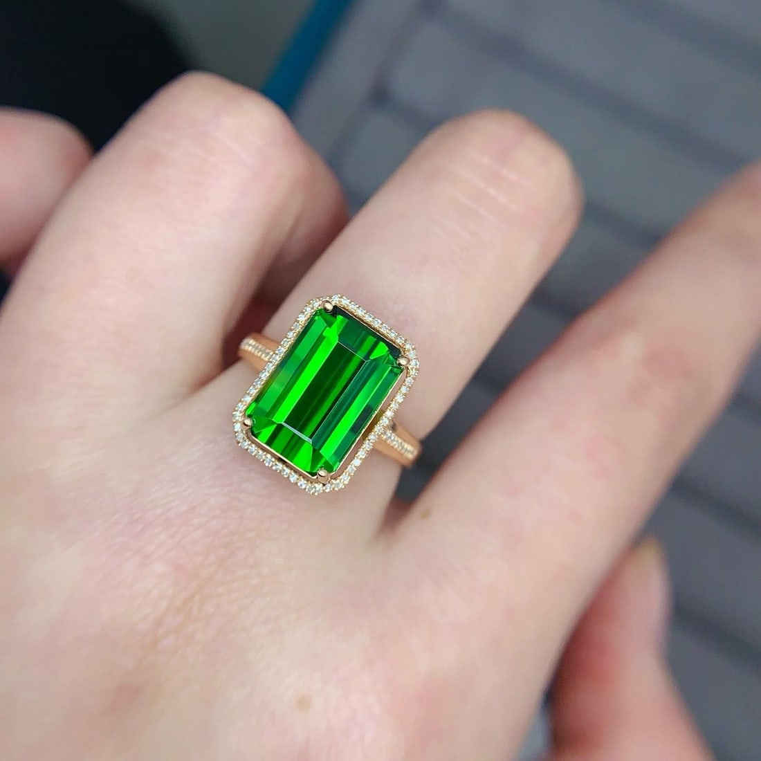 14k Gold 7.5 Ct Natural Tourmaline & Diamond Ring - 5