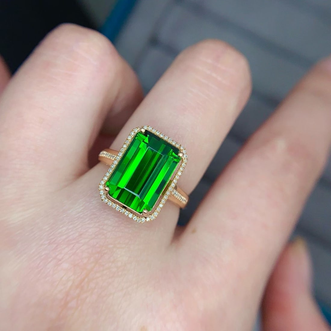 14k Gold 7.5 Ct Natural Tourmaline & Diamond Ring - 6
