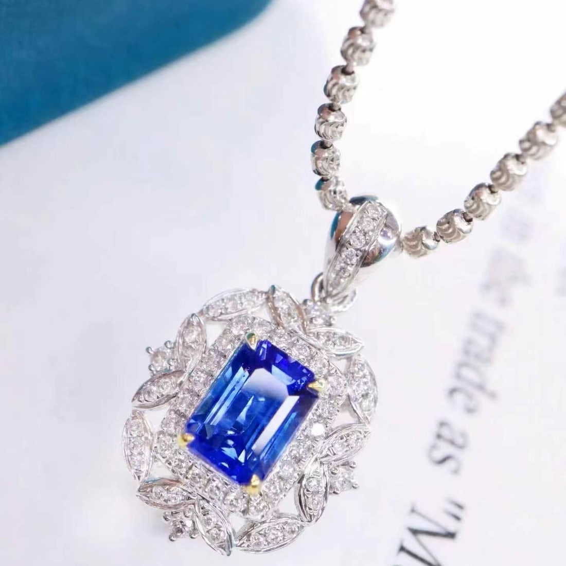14k Gold 1.67 Ctw Natural Sapphire & Diamond Pendant( Without Chain ) - 3