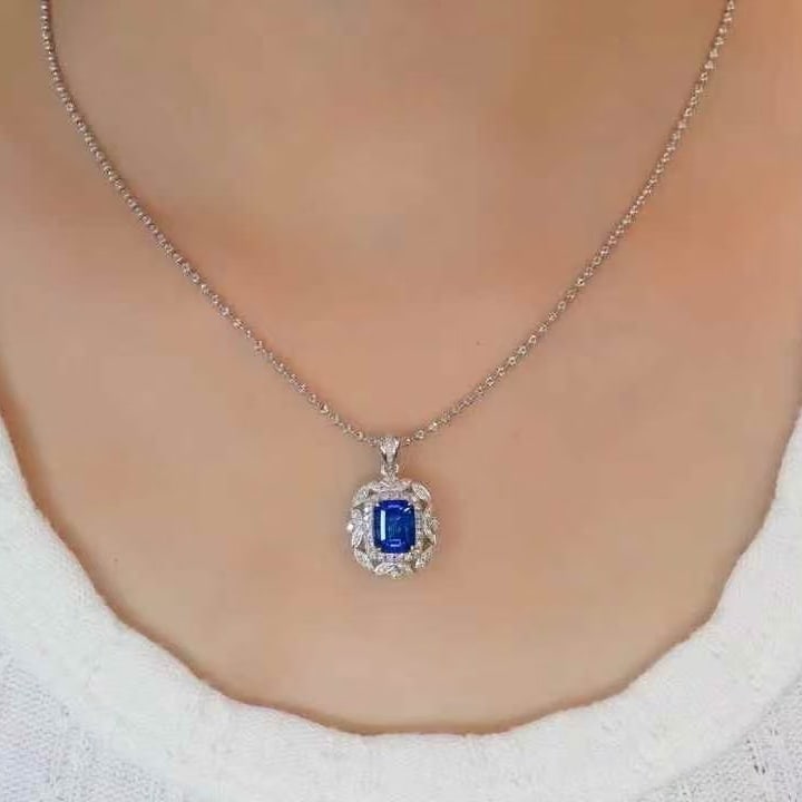 14k Gold 1.67 Ctw Natural Sapphire & Diamond Pendant( Without Chain ) - 5