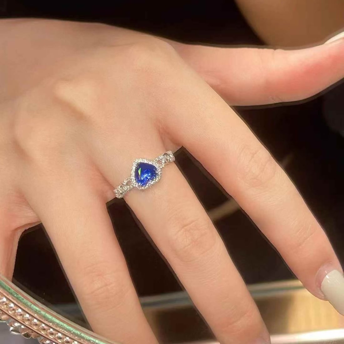 14k Gold 1.22 Ctw Natural Sapphire & Diamond Ring - 5