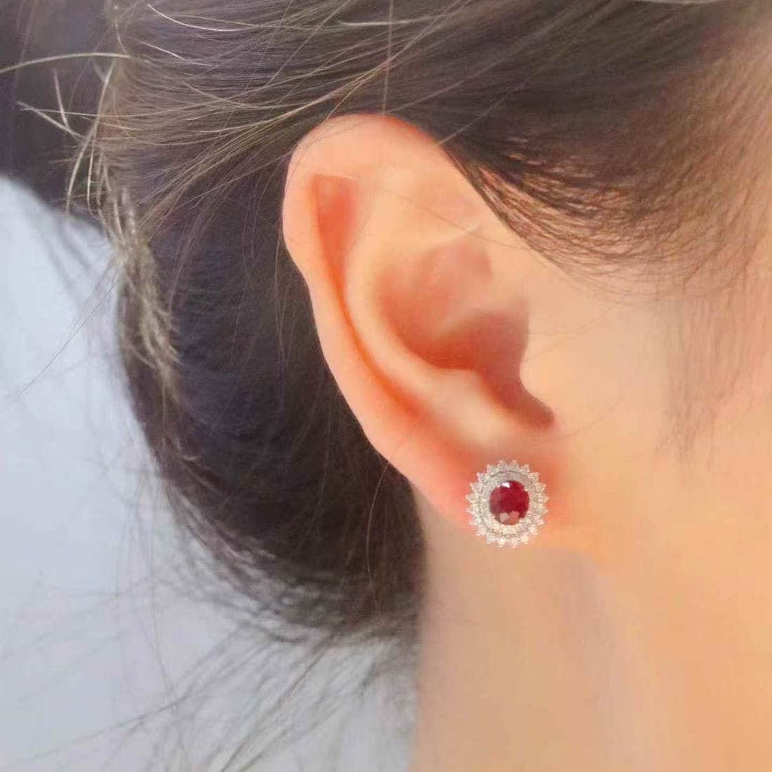 14k Gold 1.90 Ctw Natural Ruby & Diamond Earrings - 4